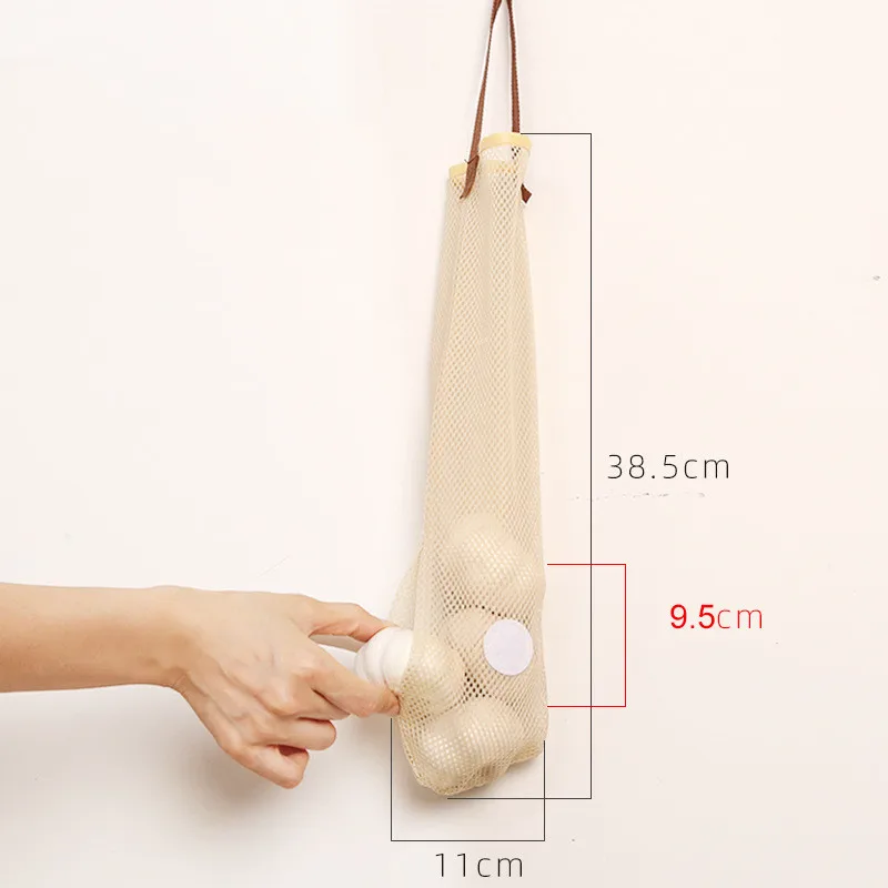 Reusable Kitchen Hanging Mesh Bag Breathable Wall-mounted Garlic Onion Hollow Mesh Bag Home Storage Artifact Kitchen Accessories