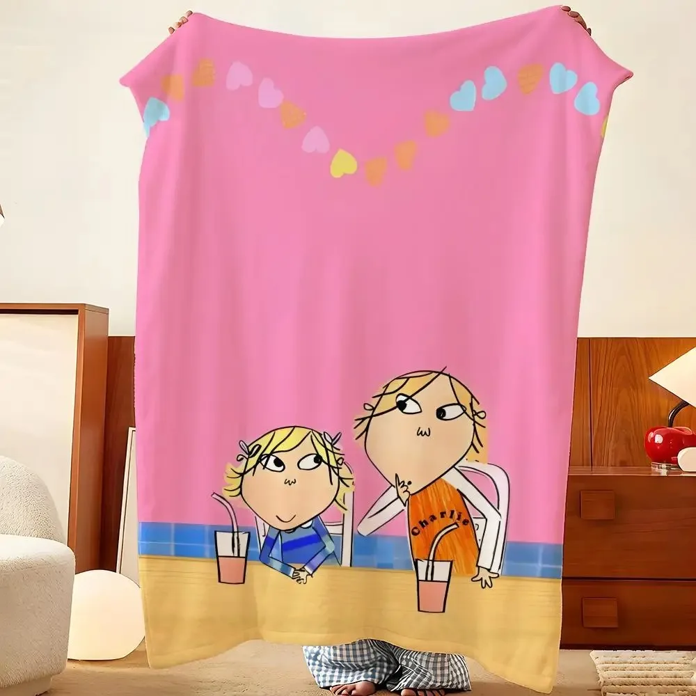 Cartoon C-Charlie and L-Lola Throw Flannel Throw Blanket, Lightweight Cozy, Durable Washable cute Cool