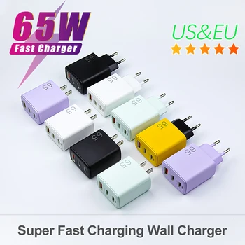 IPhone 15 için 65W GAN hızlı şarj Pro Xiaomi Huawei Samsung Oneplus PD 3.0 hızlı şarj USB C tipi şarj duvar telefon adaptörü