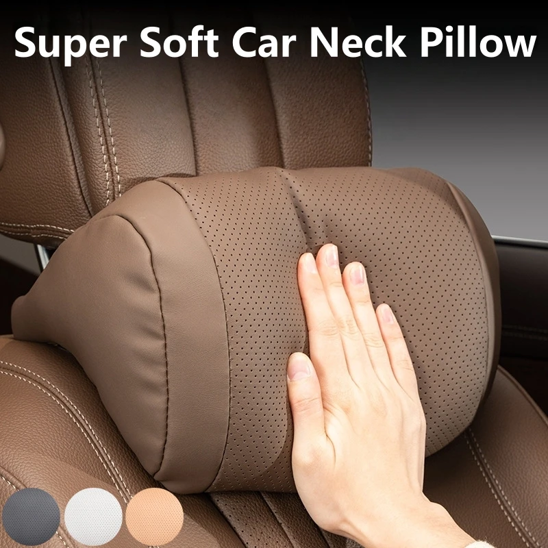 

1pc Luxury Car Seat Headrest - Suitable for Neck Pillows Support Cushions, Comfortable Nappa Leather Surface, Soft and Fluffy