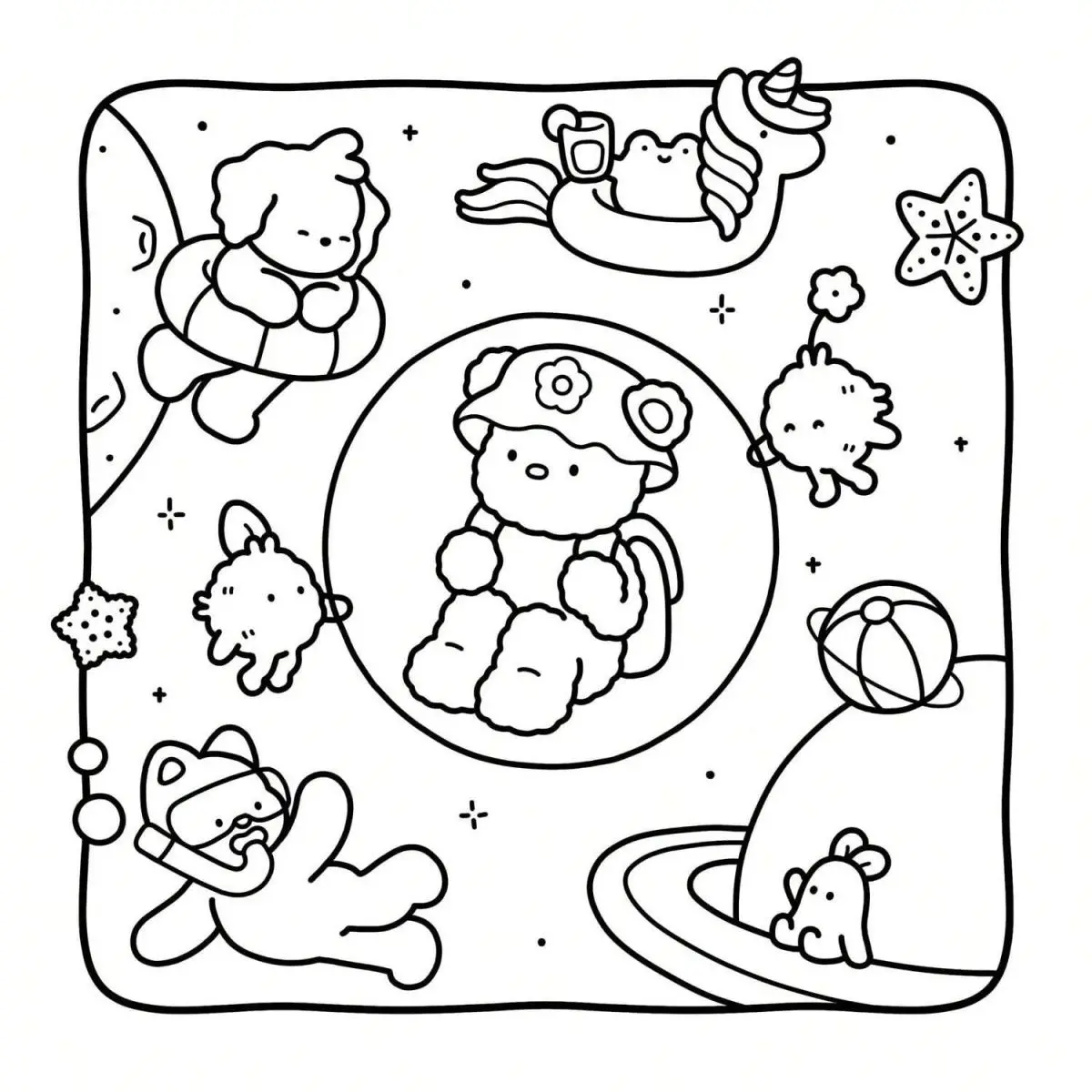 Dreamy Friends :Coloring Book Educational Cartoon Painting Kit for Children Latest US Edition Stress Relief Focus Development