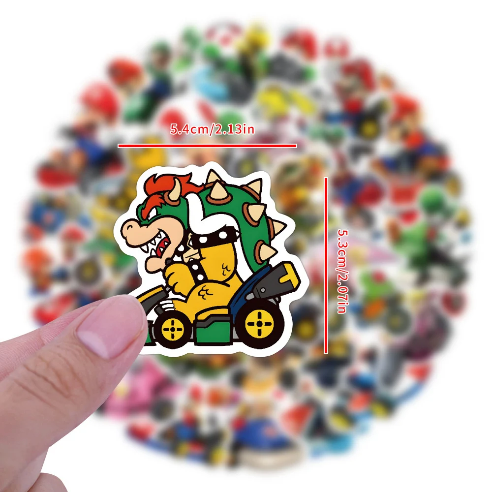 Pegatinas divertidas de Mario Kart para niños, calcomanías de grafiti de dibujos animados para teléfono, botella de agua, equipaje, 10/30/60 piezas