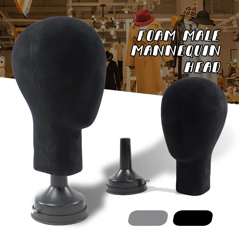 

Flocking Foam Head Mold Base Plate Styrofoam Mannequin Head Model Wig Caps Glasses Display Stand Holder