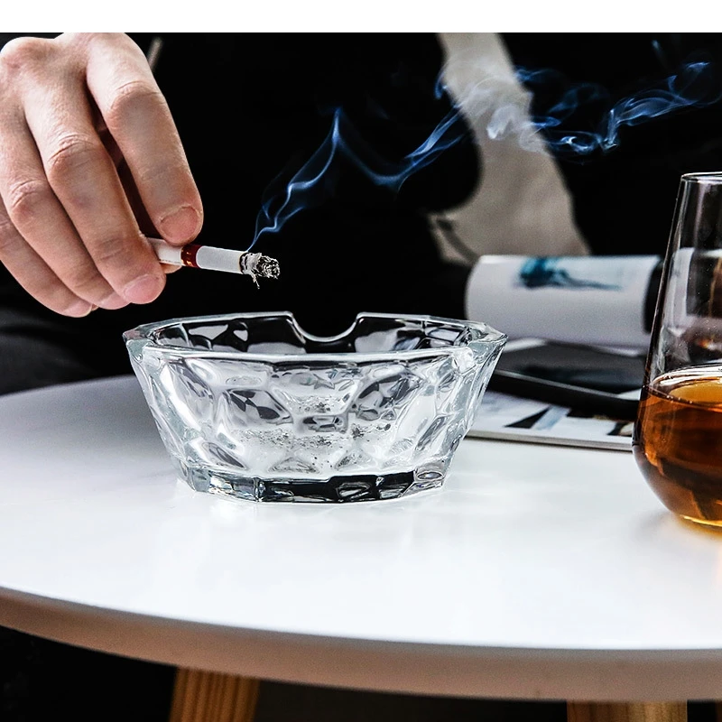 Simple Glass Ashtray Ash Tray Home Desktop Cigar Storage Container Smoking Accessories Smoke Ornaments