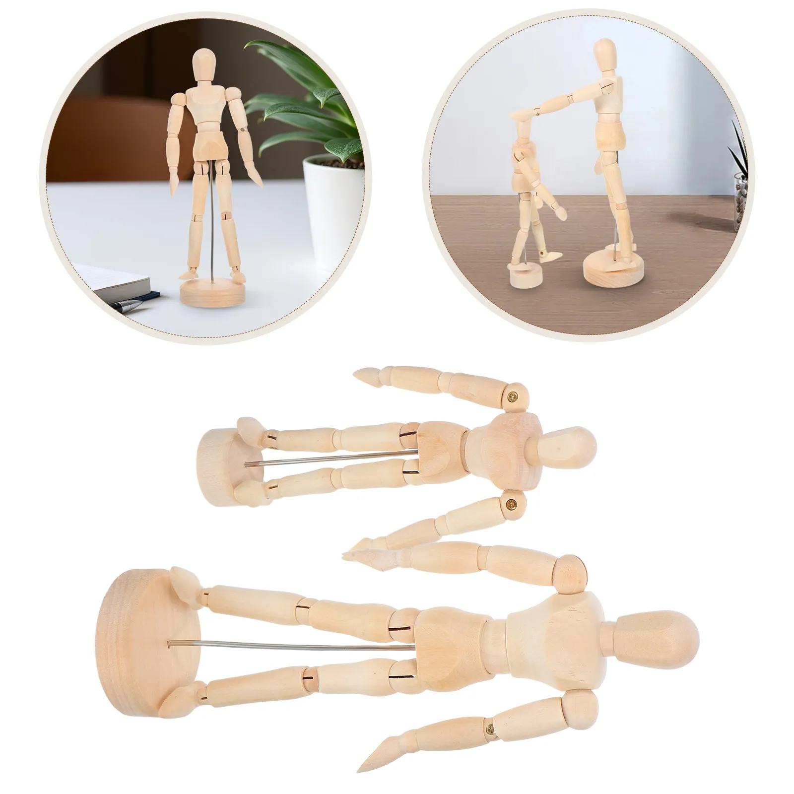 2Pcs Wooden Artist Mannequin Flexible Joints Human Figure for Life Drawing Sketching Painting Essential Drawing