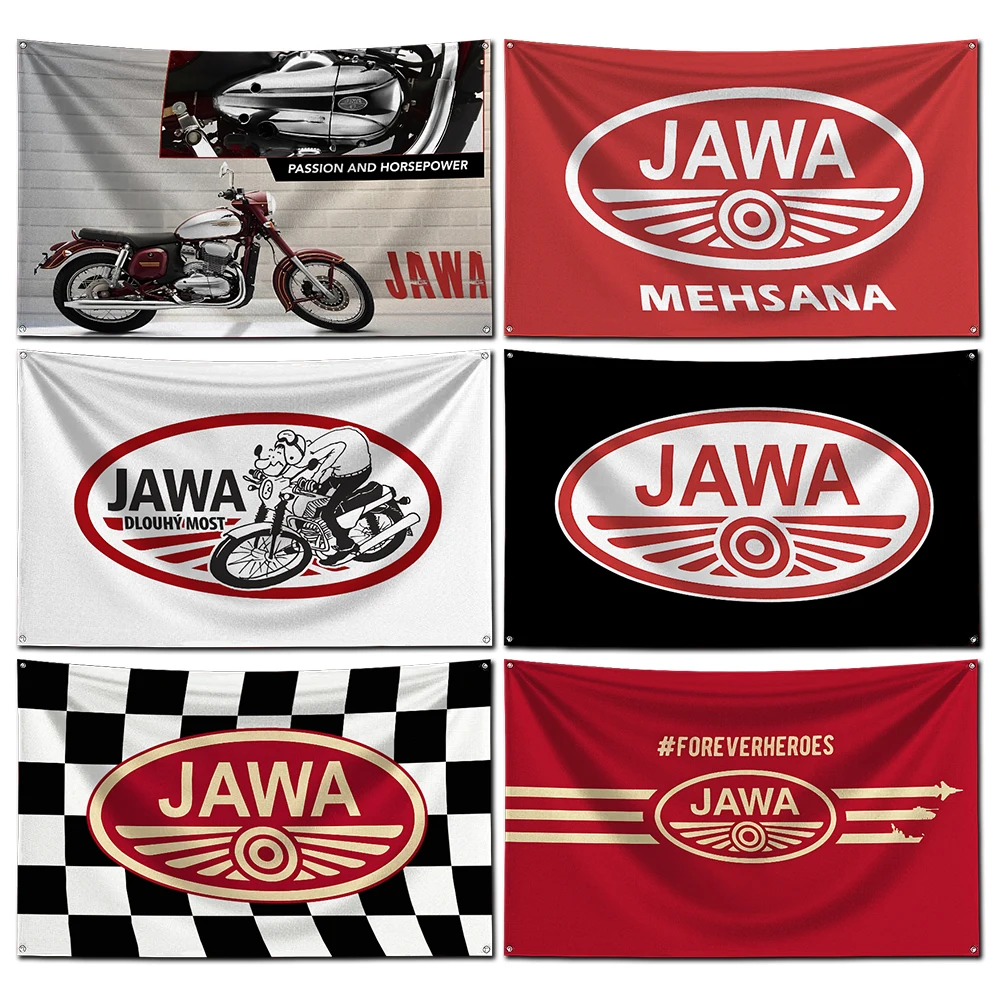 3x5 Ft Motorcycle Racing JAWAs Flag Polyester Digital Printing Racing Car Banner For Garage or Out door Decoration