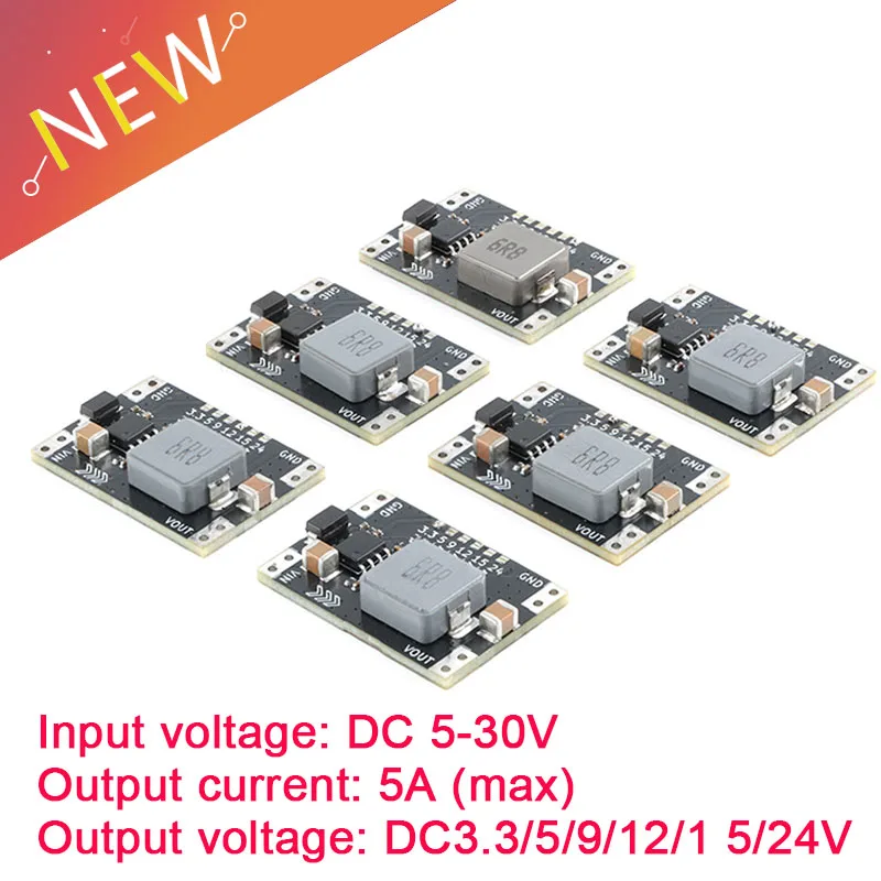 5A Mini DC-DC Buck Step Down Converter Board Module 5~30V to 3.3V5V9V12V15V24V DC DC Voltage Regulator PCB Board Power Buck Modu