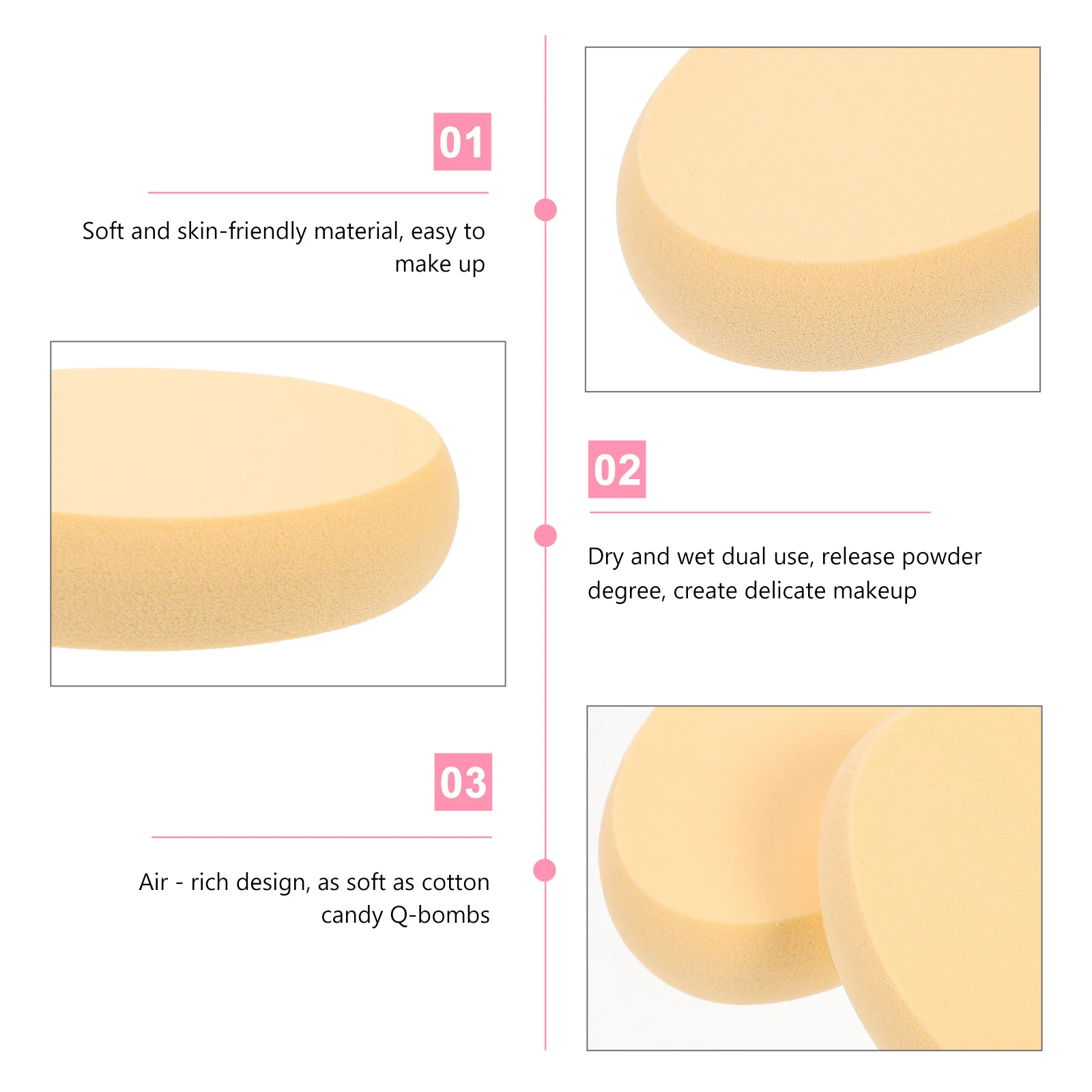 

6Pcs Face Powder Puff Soft Oval Sponge Dual Use for Foundation and Setting Powder Lightweight Comfortable Grip Professional
