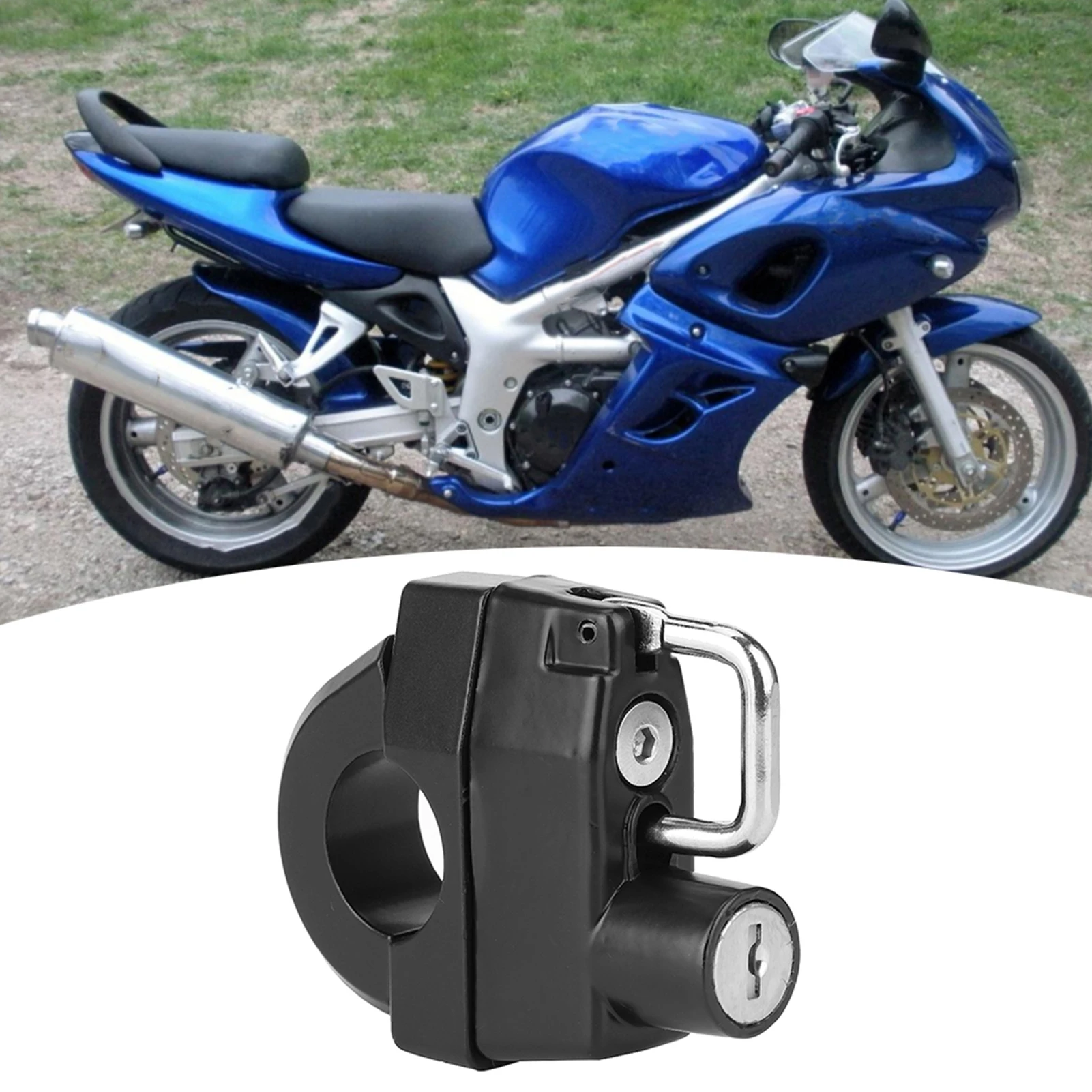 Suporte de Trava para Capacete, Gancho de Trava para Capacete, Conjunto de Trava para Capacete para Guidões de Motocicleta de 22mm/0.9in, Acessórios d