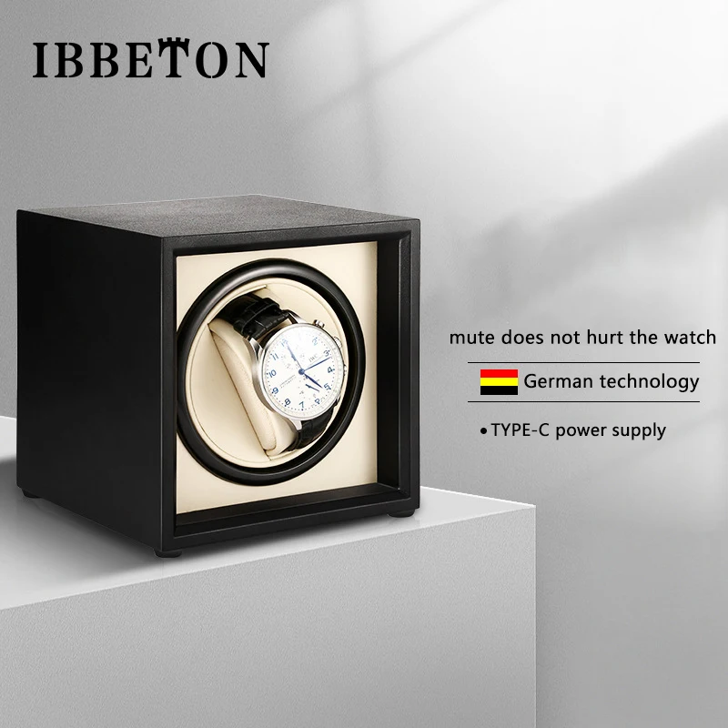 IBBETON Luxury 1  Slots Watch Winder Wooden Shaker Watch Box Automatic Winder Storage Case Mabuchi Motro