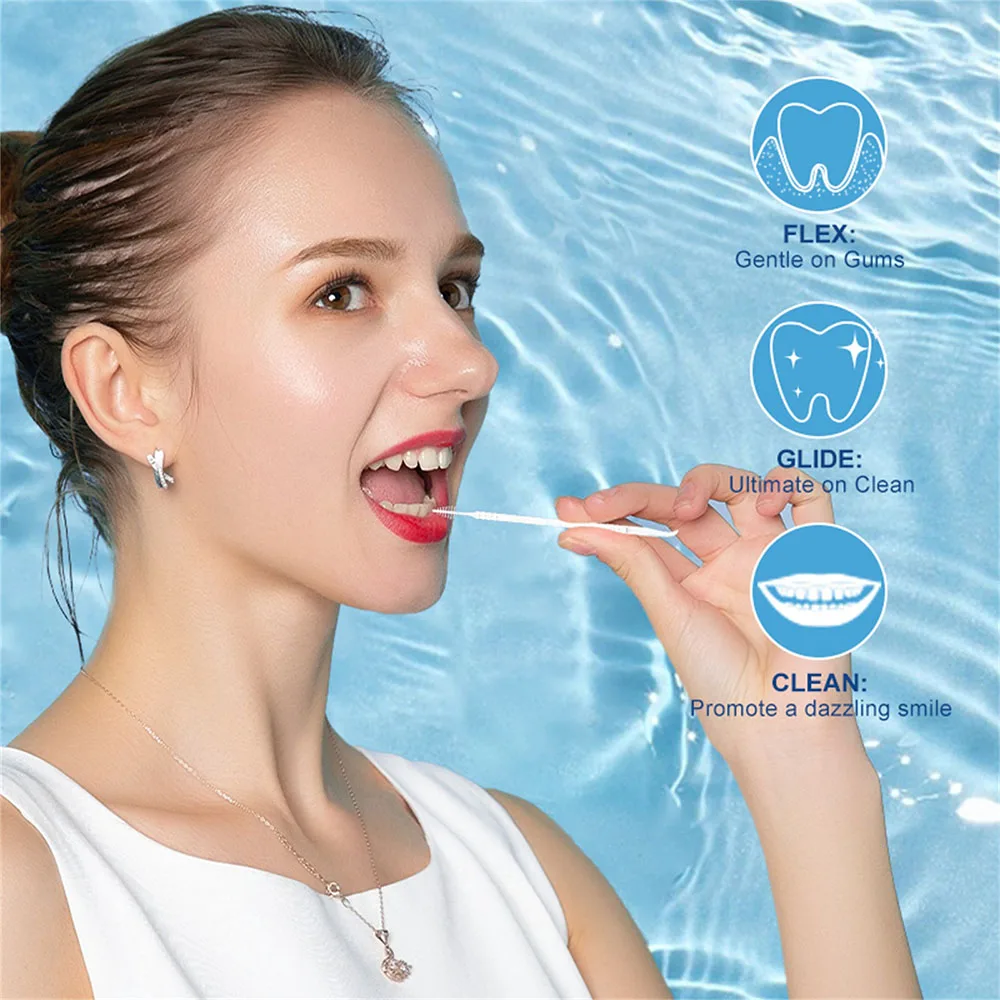 300 PCS Toothpick Brush Plastic Toothpick Disposable Household Interdental Brush Teeth Picking Dental Floss