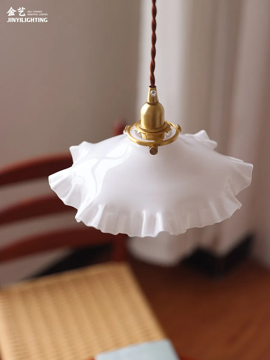 

French vintage glass chandelier Japanese retro restaurant coffee shop bar counter entrance hallway ceiling light