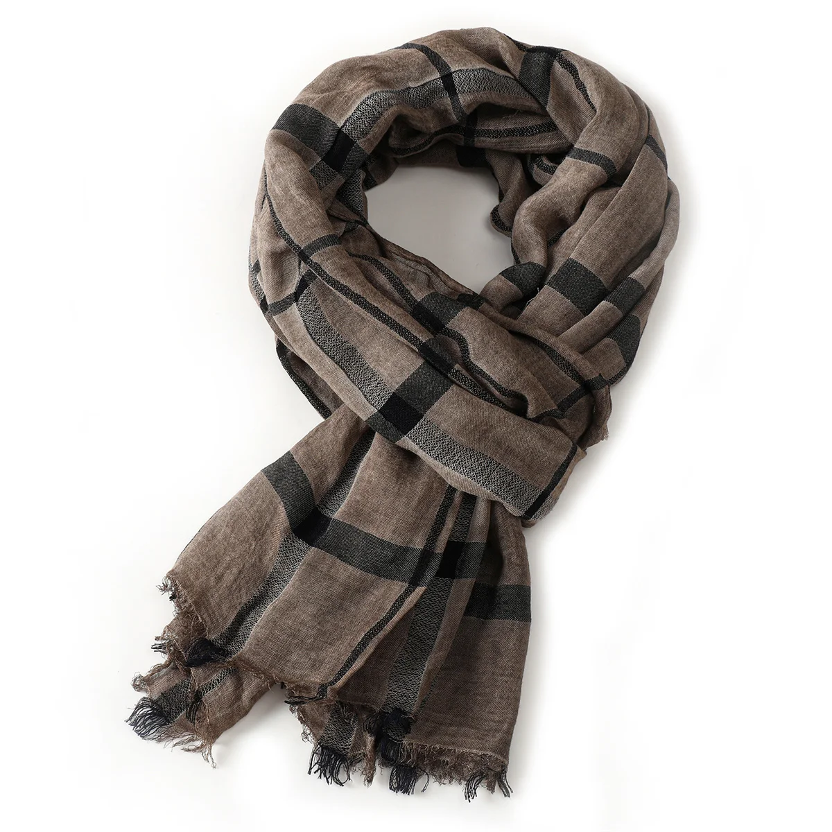 Mode Plaid Baumwolle Leinen Männer Schals Herbst Winter Warme männer Schal Kurze Quaste Bufanda Männlichen Zubehör Pashmina Schal – Detail 11