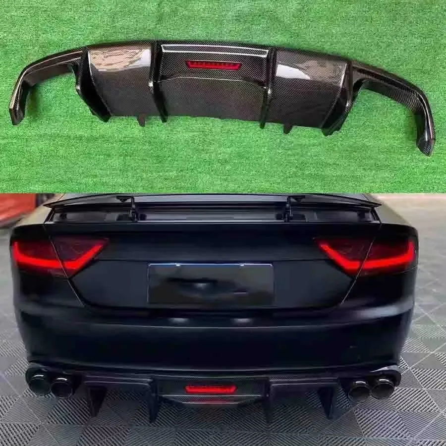 For Audi A7 C7.5 2016-2018 Regular KB Style  Carbon Fiber Car Rear Bumper Diffuser Rear Splitters Spoiler Back lip body kit