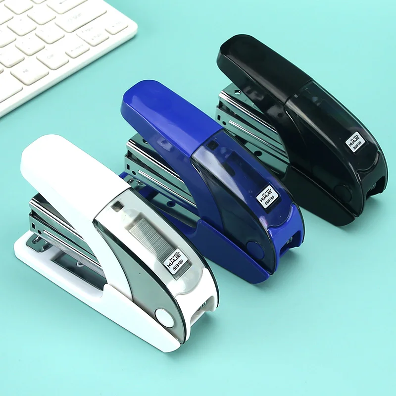 HUAJIE 1 قطعة دباسة مكتب صغيرة محمولة خفيفة الوزن - توفير الجهد دباسة سطح المكتب شديدة التحمل مع مساحة تخزين ثابتة