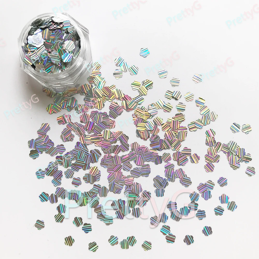 PrettyG 1 Box Plum Blossom Shape Glitter Opal Flower Glitter Sequins for Resin DIY Art Craft Nail Makeup Decoration Accessories