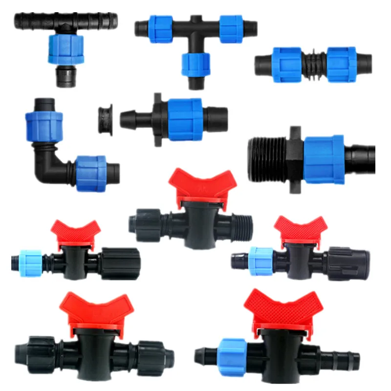 

16mm Tee Elbow Offtake Straight Valve For Drip Tape Greenhouse Watering Fittings Driptape Drip Irrigation Equipment