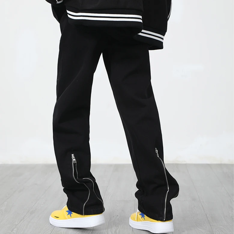 

New FOG High Street Loose Straight Leg Jeans Men's Casual Long Trousers Street Sle Zipper Detailing Comfortable Fit Denim