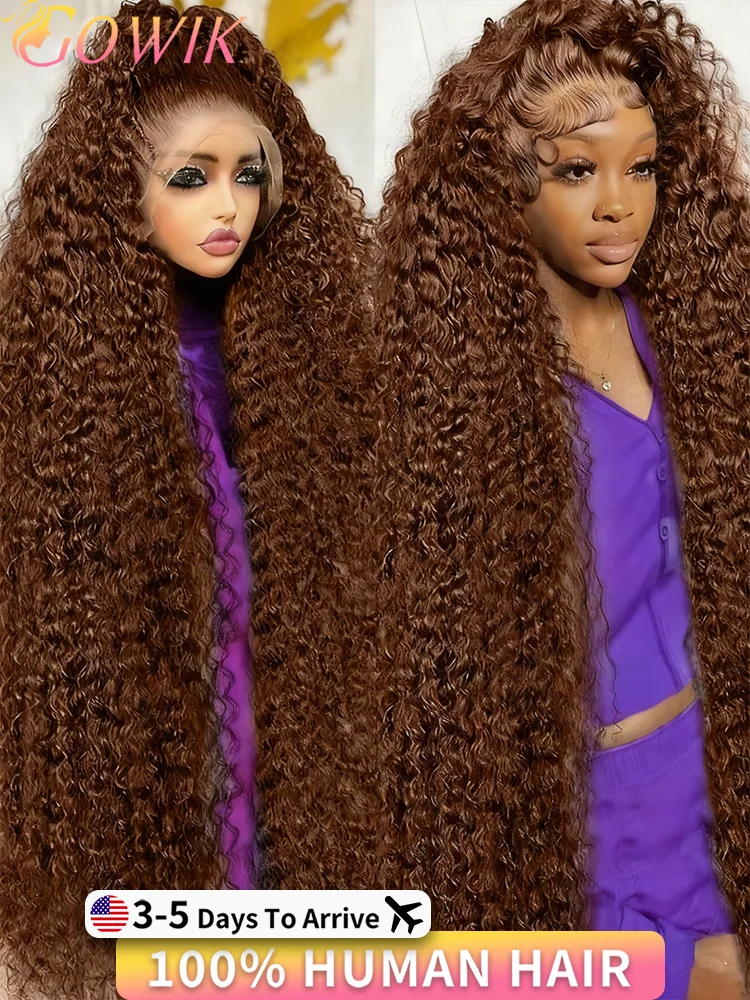 

Шоколадно-коричневый 13x6 Парики из натуральных волос Hd Кружева 30 дюймов Глубокие вьющиеся 100% бразильские предварительно выщипанные цветные парики из человеческих волос для женщин