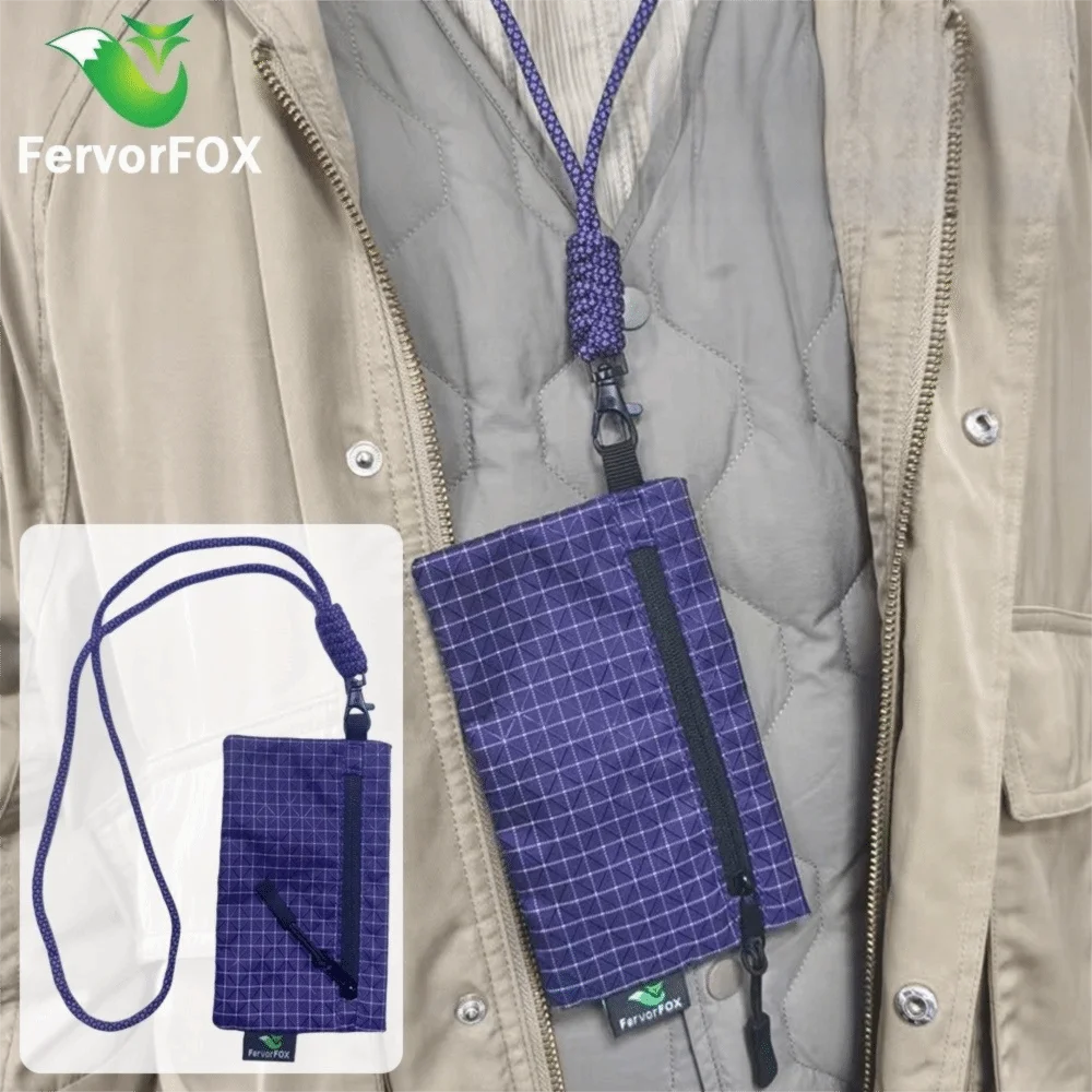 Portable Lightweight Outdoor Storage Bag with Rope Waterproof Key Card Wallet Zipper ‌Wear Resistant Outdoor Organizer Adventure