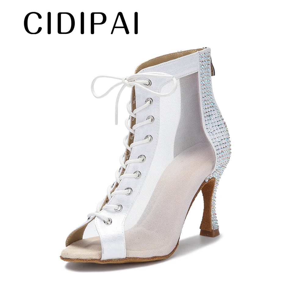 CIDIPAI Red Sole Dance Boots Woman Salsa Tango Latin Dance Shoes For Girls Indoor Sports Dance Shoes Breathable Mesh Party Shoes