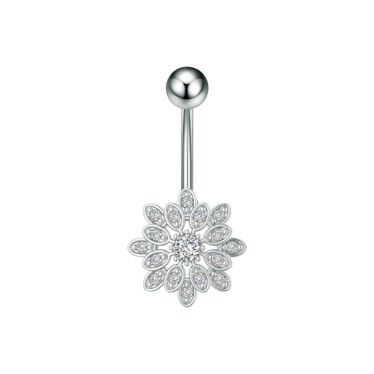 Crown Heart Dangled Belly Button Rings with Butterfly Drop
