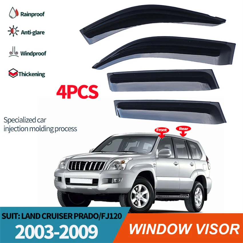 

Side Window Deflector For Toyota Land Cruiser PRADO FJ120 2003-2024 Weathershield Door Visor Wind Rain Sun Guard Accessories