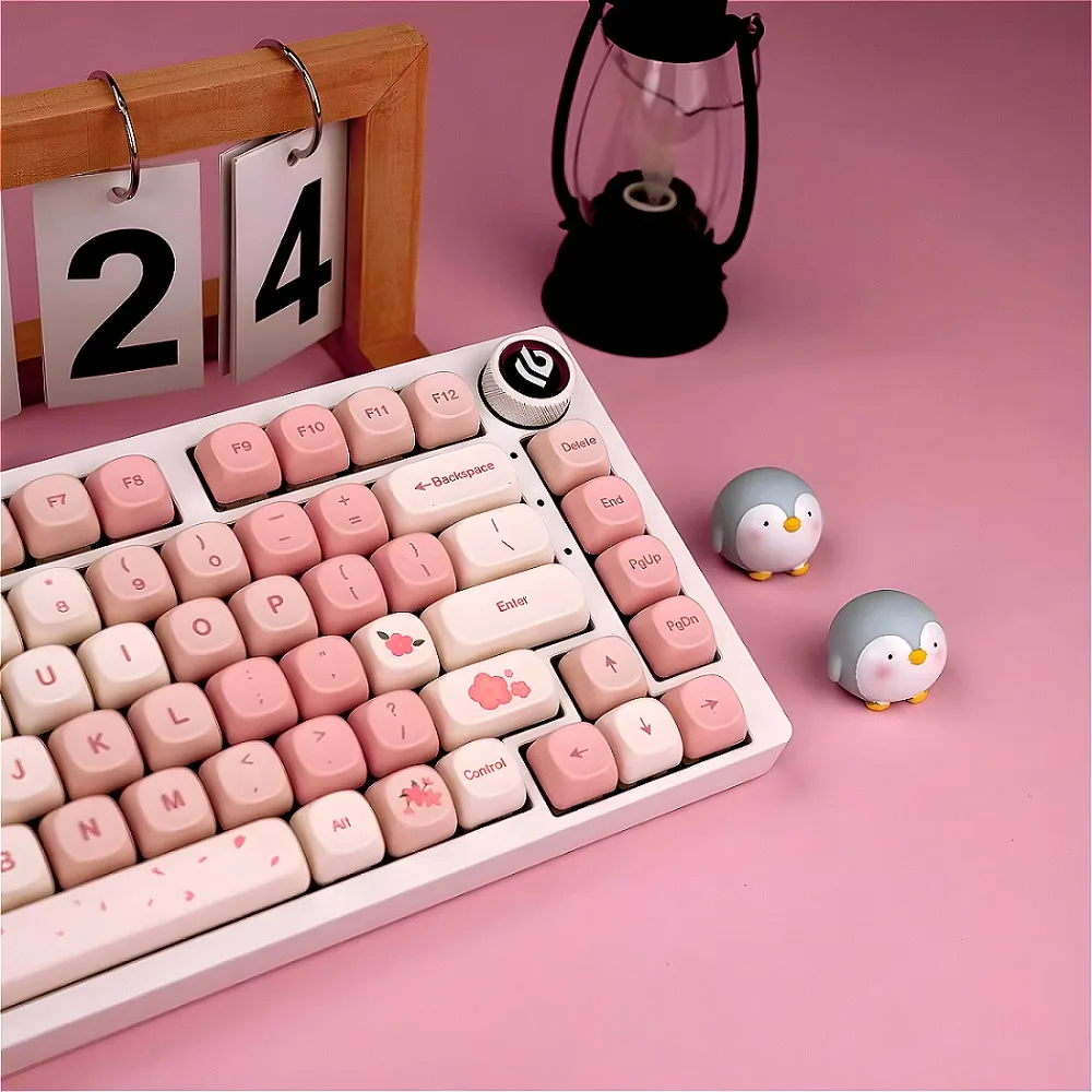 

Sakura powder theme XDA keycap 142 keys PBT pink, cute, suitable for gaming mechanical keyboard accessories