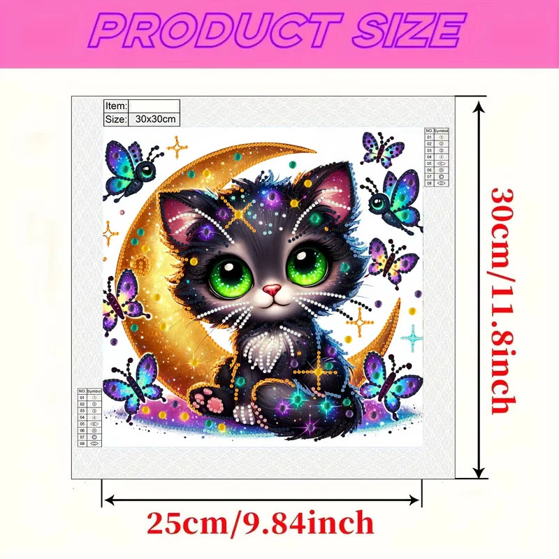 1 juego de pintura de diamante irregular con patrón de gato sin marco DIY, adecuado para decoración de paredes y artículos decorativos
