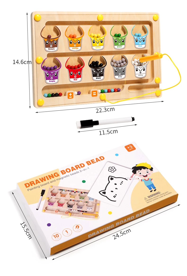 Magnetische Sortierspiele Montessori Puzzle Spielzeug Labyrinth Bord Lernen Farbe Zählen Anzahl Klassifizierung Holz Lernspielzeug – Detail 23