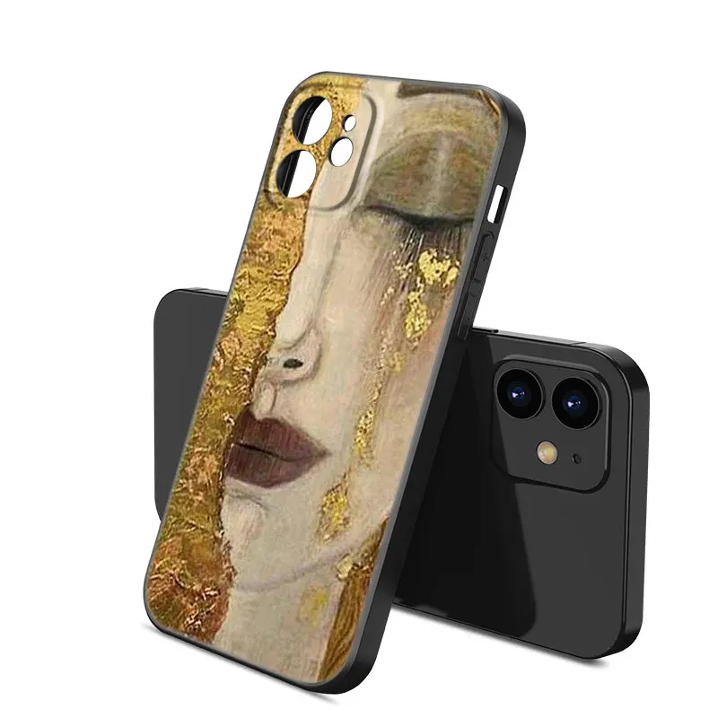 Art Gustav Klimt Black Silicone Phone Case For Apple iPhone 12 13 Mini 11 14 15 Pro Max 7 8 Plus X XR XS SE 2020 2022