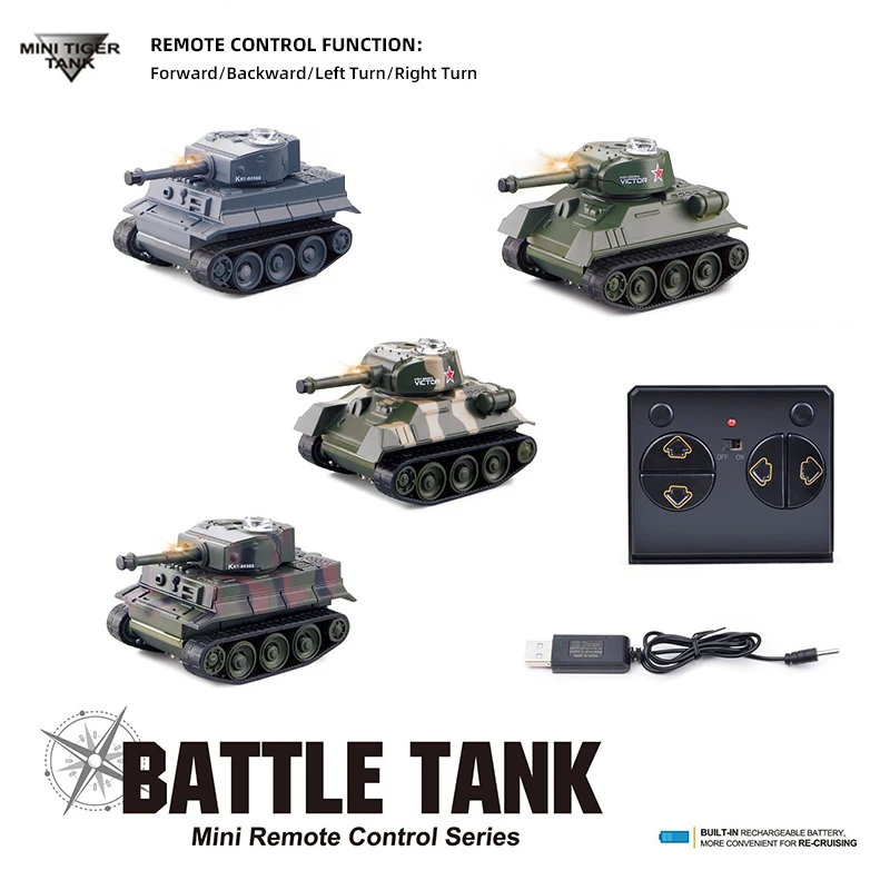 1/100 Mini RC Tank Model Imitate Remote Control Battle Tanks Electronic Boys Toy Radio Controlled Tank Children Toys Xmas Gifts