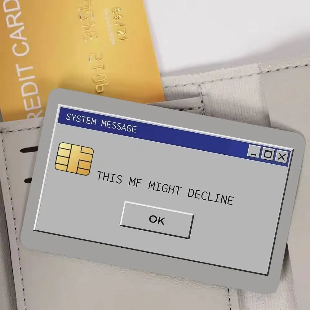 System Messagethis Mf Might Decline Film Skin Cover Credit Card Stickers 4PCS Debit Front Decoration Bank Bus Pass Waterproof