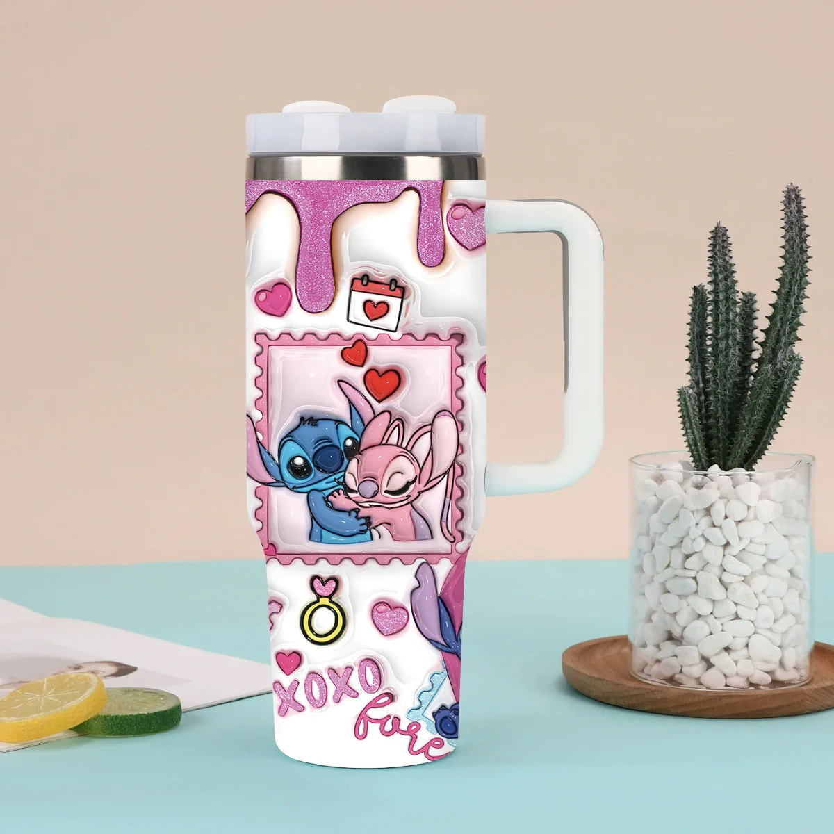 كوب سيارة 40 أونصة بمقبض ترمس من الفولاذ المقاوم للصدأ كوب ثلج للسيارة Big Mac #4