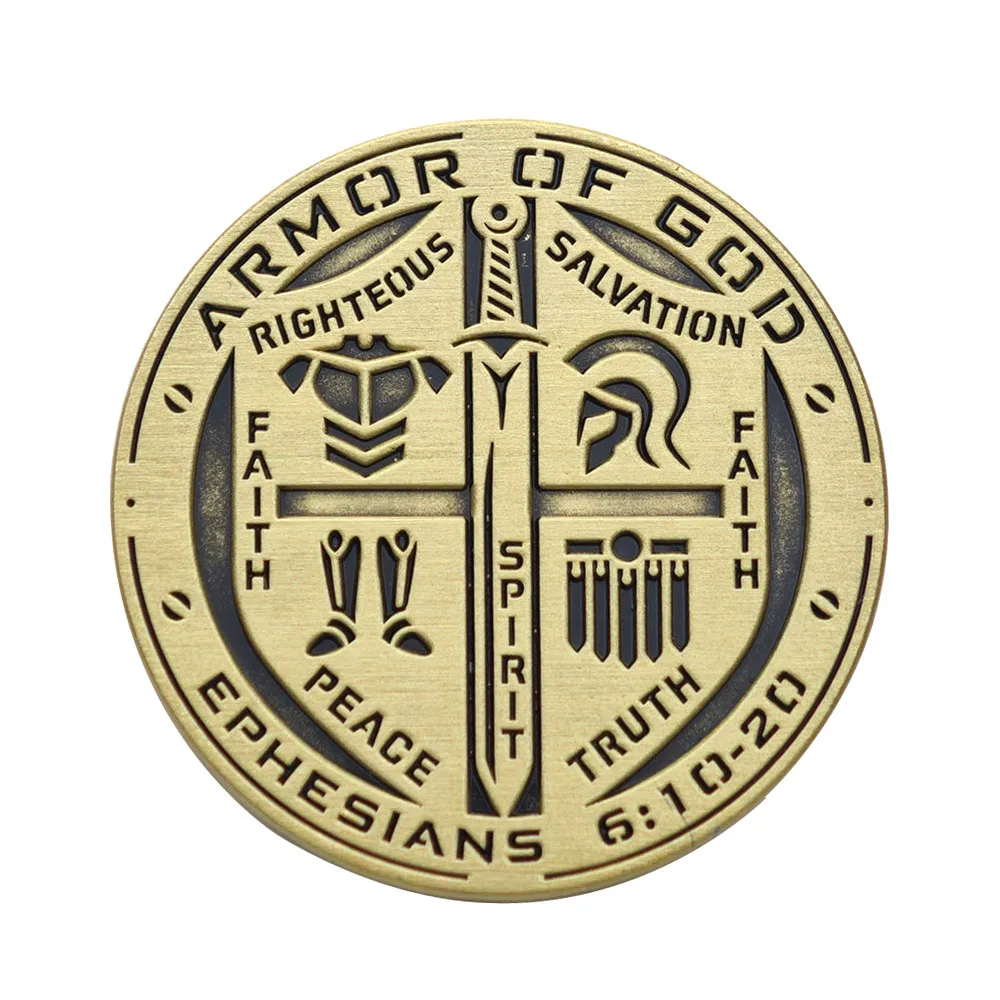 Armor of God Brooch Christian Bible Verse Ephesians 6:10-20 Metal Lapel Pin Religious Faith Cross Sword Shield Badge Jewelry Gif