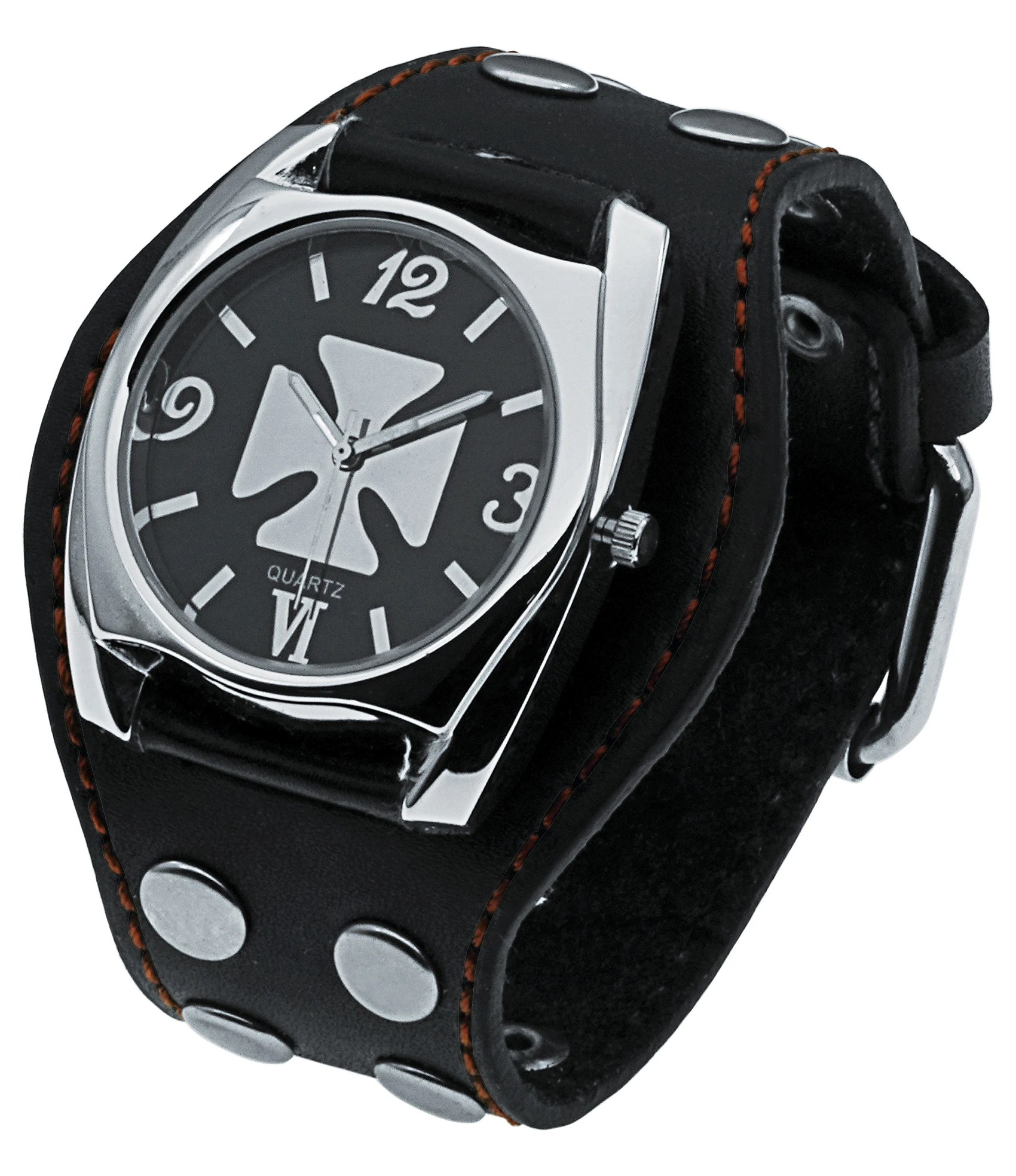 Classic Black Buckle Leather Skull Quartz Men's and Women's Punk Large Dial Watch Quartz Watch for Men Reloj Hombre