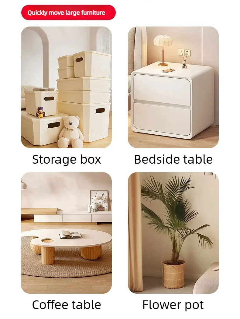 Set aus 4 selbstklebenden Rollen mit hoher Tragfähigkeit, mit 5 Rädern und universeller 360°-Drehung ° Lenkrollen für einfache Möbelverstellung – Detail 7