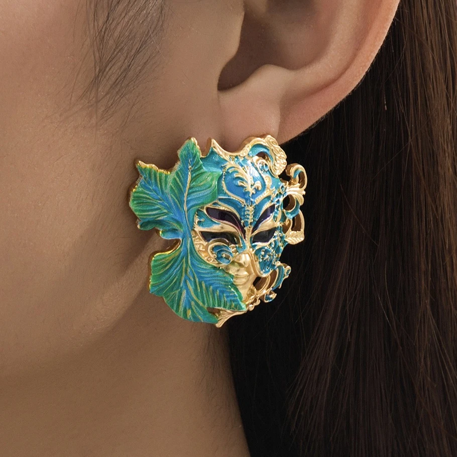 Pendientes de rímel, perno de rímel de gota de aceite con contorno de ángel vintage para mujer, joyería de fiesta elegante