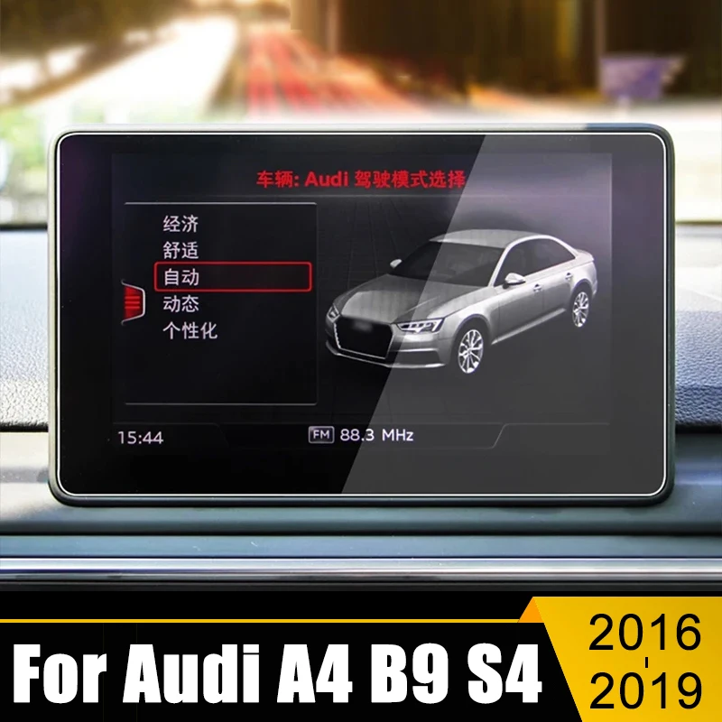 Audi için A4 B9 S4 2016-2019 Temperli Cam Araba Navigasyon Dashboard Monitör Ekran Koruyucu Dokunmatik Ekran şerit etiket