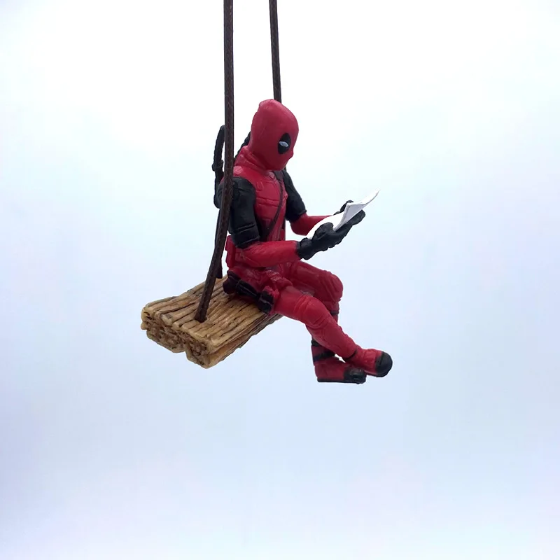 Hot Toys Marvel Avengers Anime Figures Deadpool Model Decor Auto Rearview Mirror Hanging Pendant Car Interior Ornaments Gifts