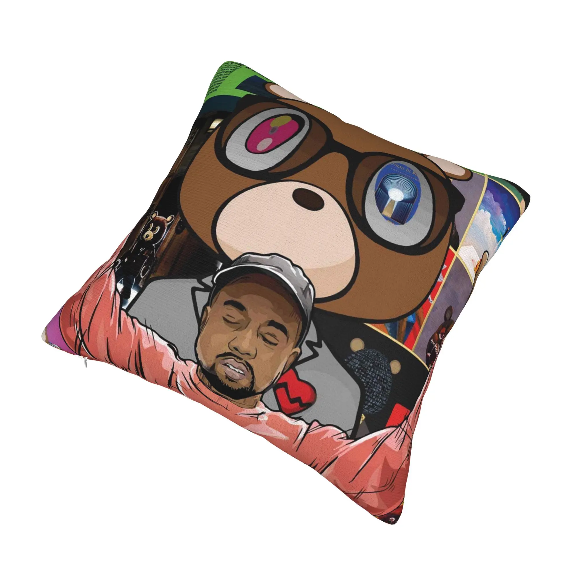 Funny Kanye West Bear Pillow Case 40x40cm Home Decoration  Luxury Cushion Cover Soft Pillowcase