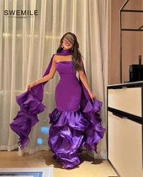 Purple Strapless Elegant Dresses For Women Cocktail Birthday Dresses Mermaid Valentines Dress Floor-Length Dubai Evening Dress