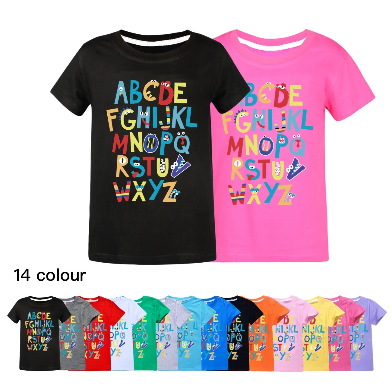 

Letter Alphabet Lore T-shirt Kids Summer Clothes Boys Casual O-neck T Shirt Girls Cartoon Short Sleeve Tops Children's Clothing