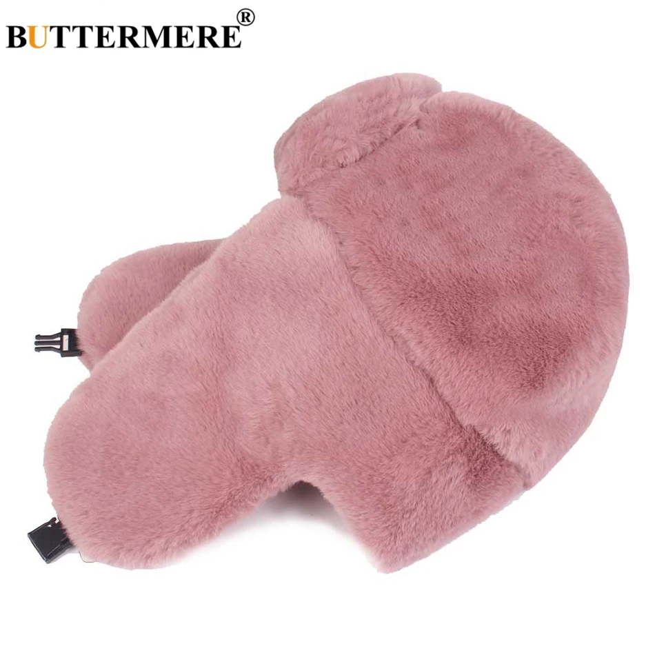 BUTTERMERA-Chapéu russo Ushanka feminino, Chapéu bombardeiro, aba da orelha, monocromático, grosso, quente, macio, à prova de vento, rosa, fêmea, mulheres, inverno, 2024