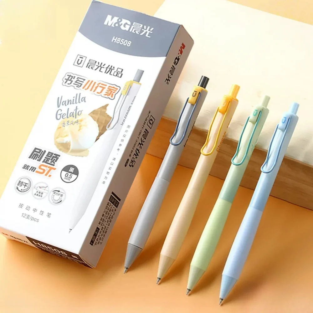 M&G 0.5MM Black Gel Pen Quick-Drying Ink with Soft Rubber Sheath St Nib Fast Drying Ink Refillable for Students and Office Use