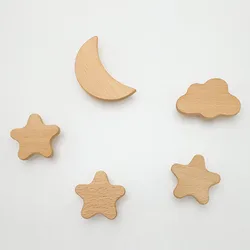 Creativity Moon Star Cabinet Pulls Wooden Knobs Furniture Handles Wardrobe Door Pulls Kids Room Decoration Furniture Hardware