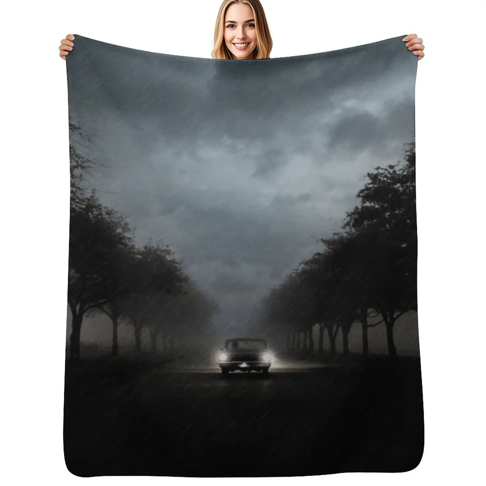 Driving Into The Storm Throw Blanket Thermal Plaid on the sofa Large manga warm winter Soft Beds Blankets