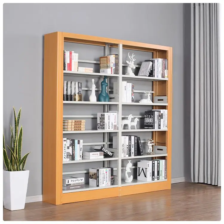 sq-Modern Metal Library Bookcase with 5 Layers-Durable Eco-Friendly Mail Packed for Hospital School Workshop & Commercial Spaces