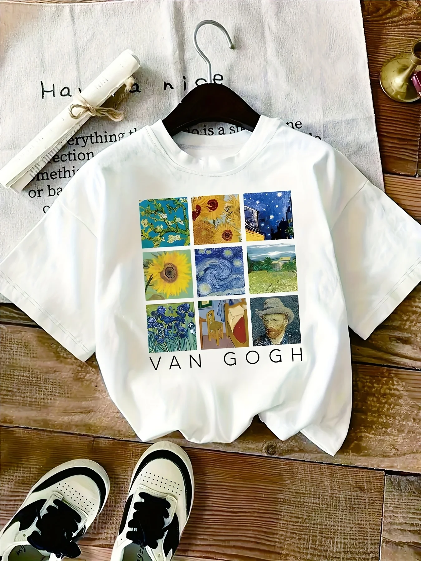 Women'S Van Gogh Graphic Print T-Shirt - Short Sleeve Crew Neck Casual Top with Sunflowers Starry Night and Landscape Designs