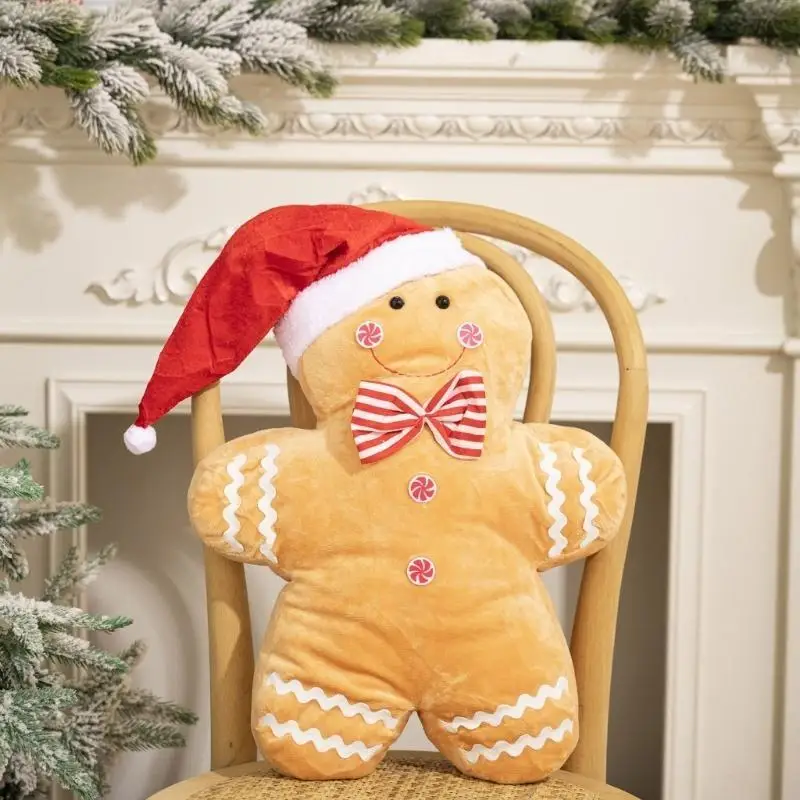 CORB Christmas Gingerbreadman Plush Cushion Soft Fabric Stuffed Pillow Plush Dolls  for Adult Kids Festival Home Props